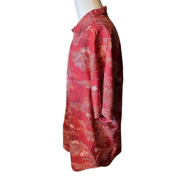Tommy Bahama Hawaiian Camp Shirt 2XL Red Swordfish Palm Trees Silk Blend Coastal - Picture 5 of 10